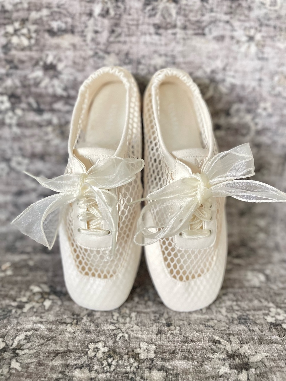 Vivaia Cristina Mesh Sneakerina Cream Ivort Size 7 (37.5)